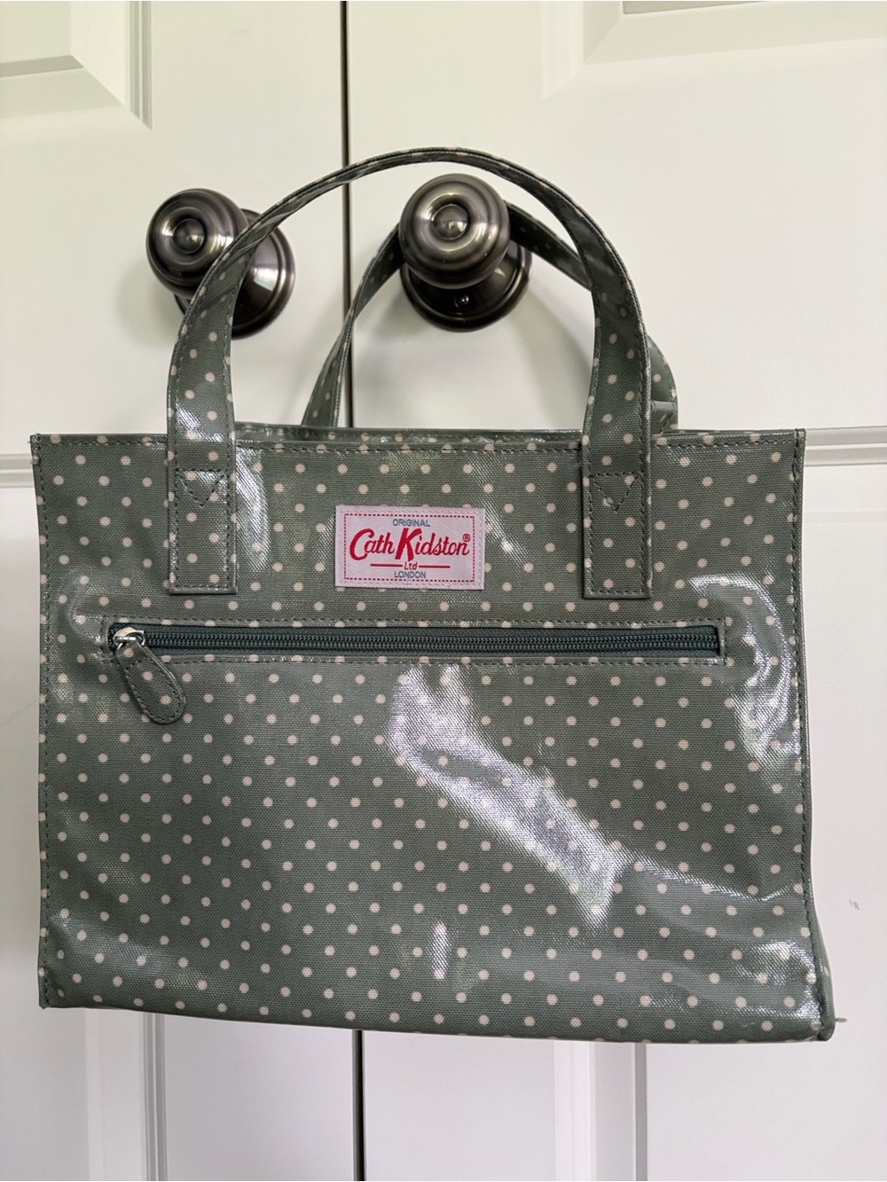 Cath Kidston Sage Green Polka Dot Oilcloth Tote